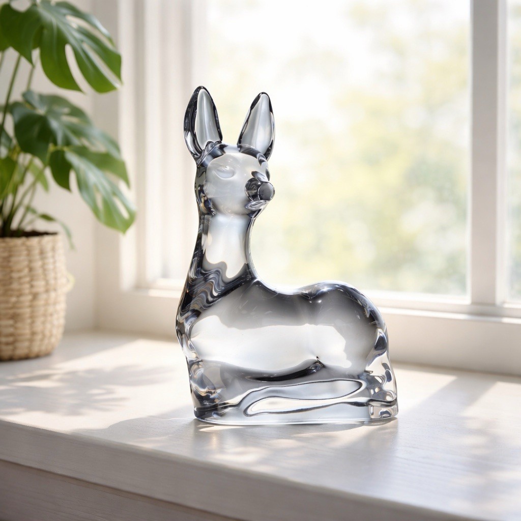 VTG Daum France Crystal Fawn Figurine Modernist Art Glass 7.5\