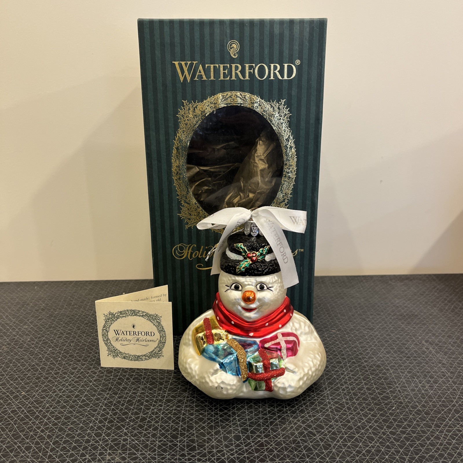 Waterford Holiday Heirloom 1999 Collector\'s Snowman Ornament Ltd Damaged, Rare