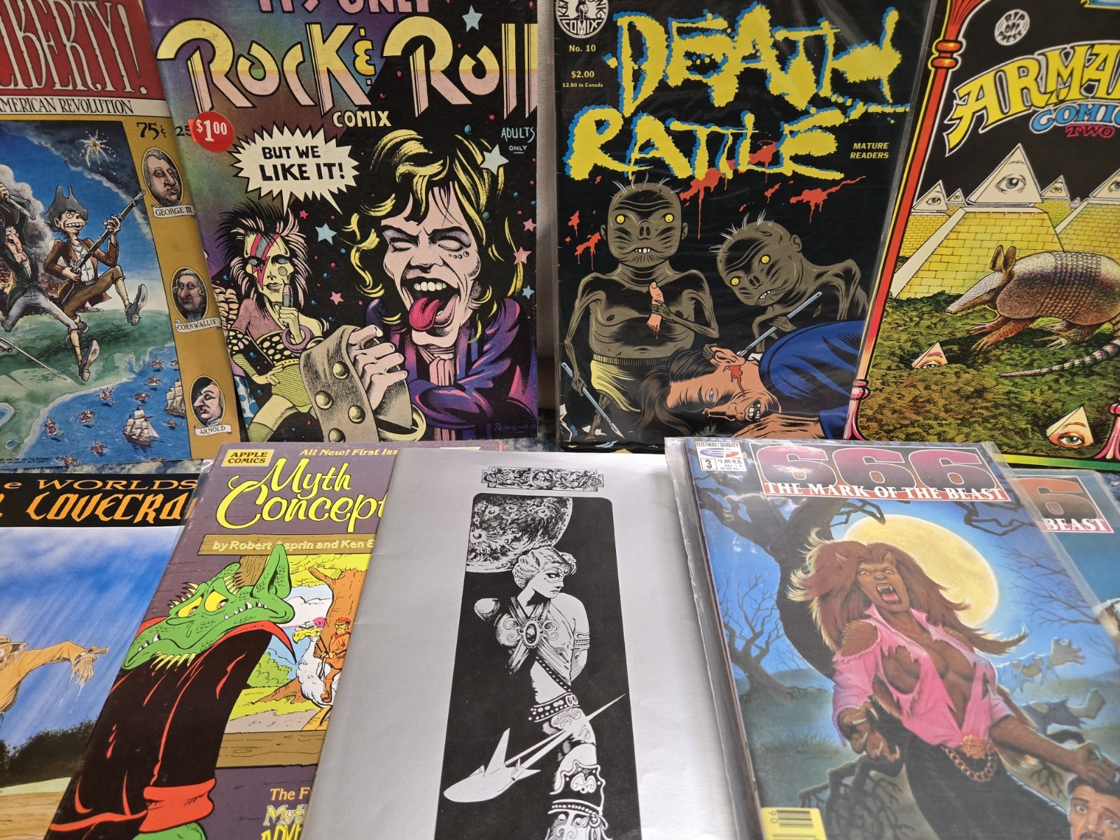 Lot of 19 Underground Adult Comics Death Rattle H.P. Lovecraft Rip Off Press &@@