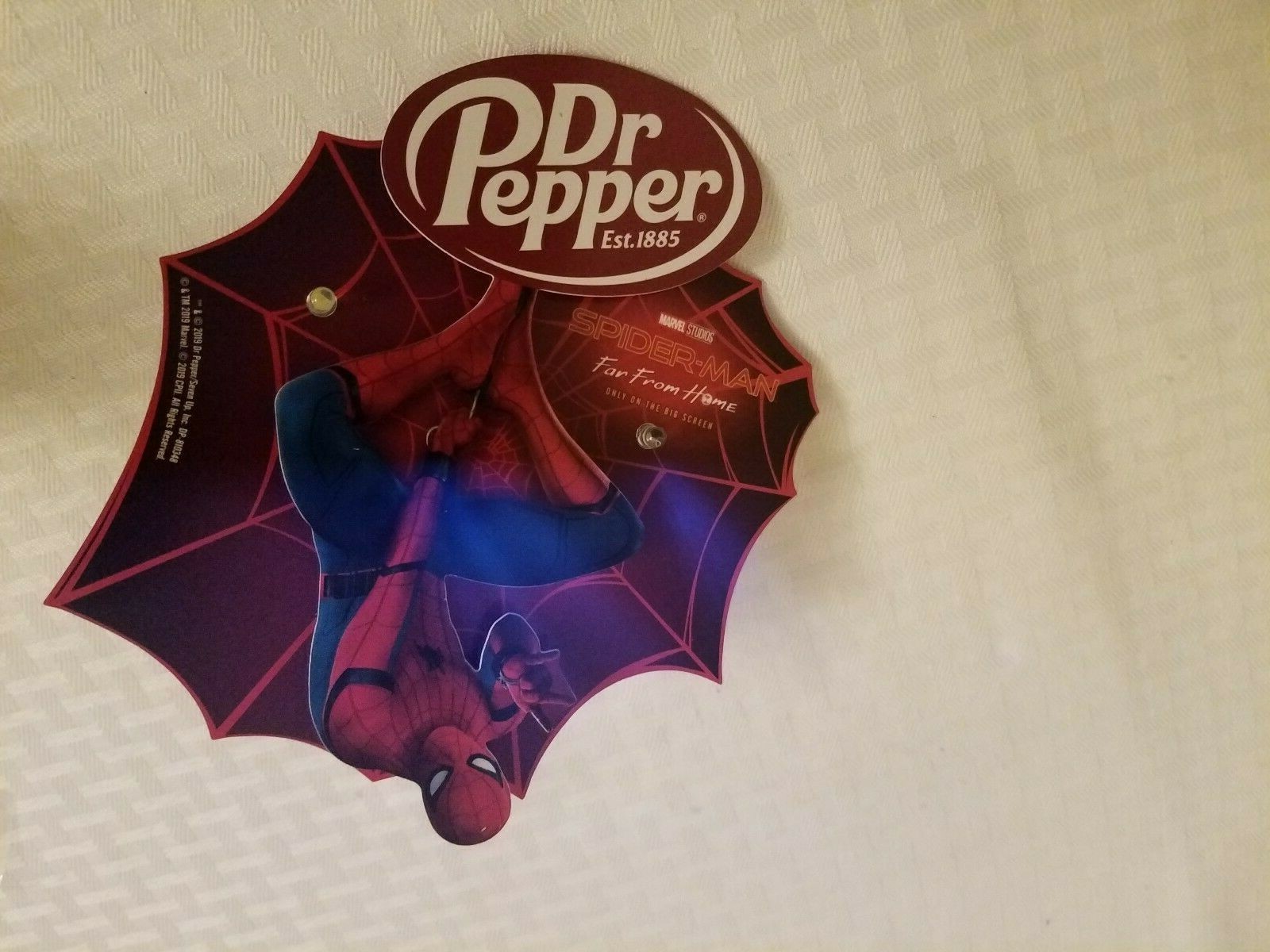 Spider man Far From Home Dr pepper coca cola cooler door cling Marvel Studios 