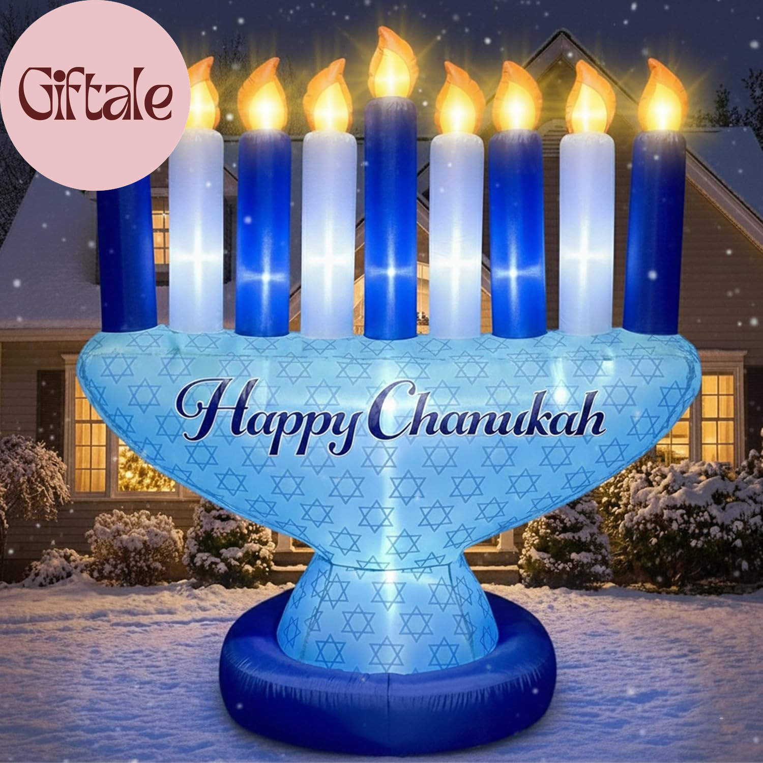 Zion Judaica 7\' Inflatable Hanukkah Yard Decorations 7Ft Tall Menorah Multi-Blue Zion Judaica 7\' Inflatable Hanukkah Yard Decorations 7Ft Tall Menorah Multi-Blue