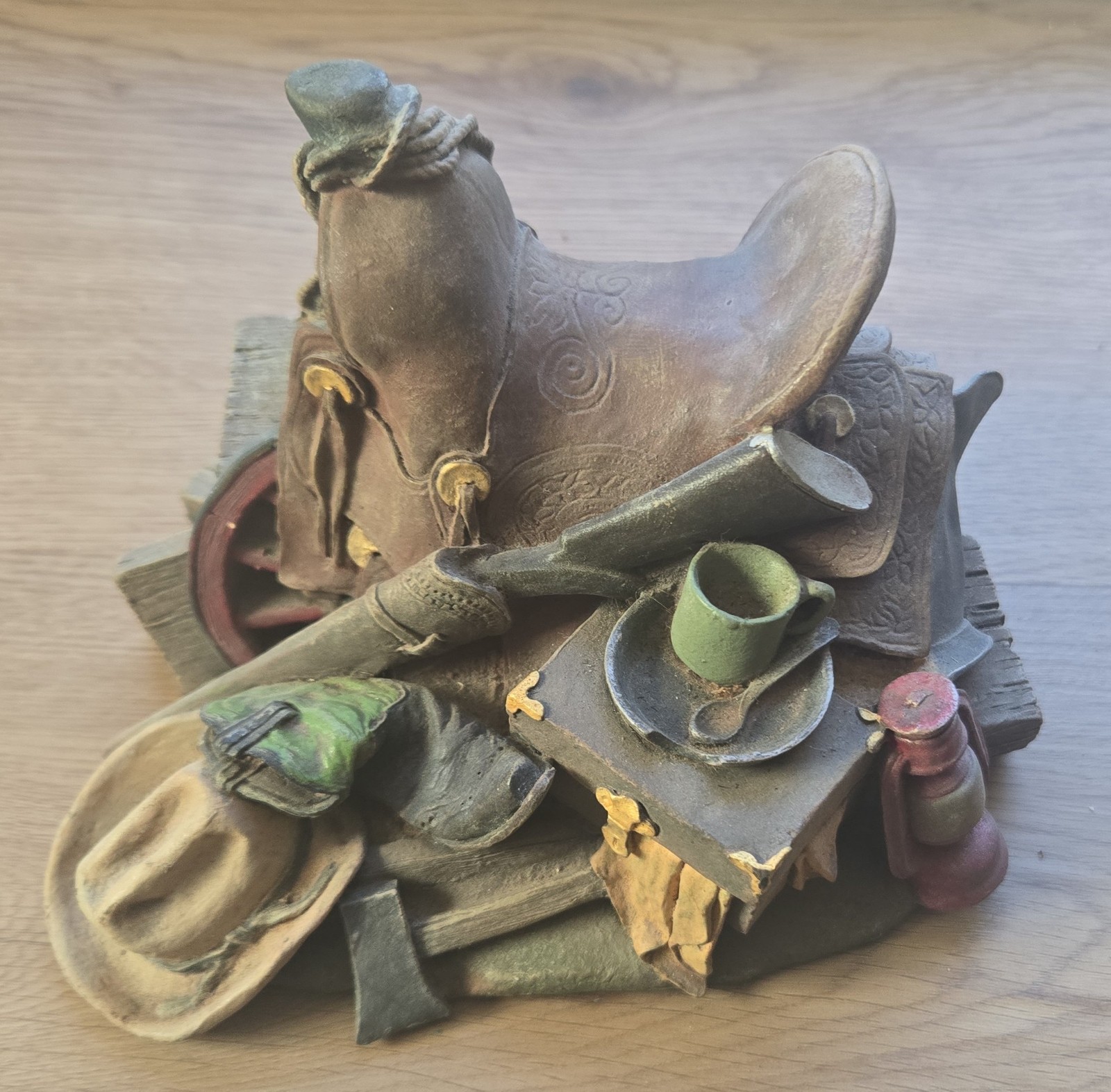 Vintage Western Cowboy Saddle Theme Figurine
