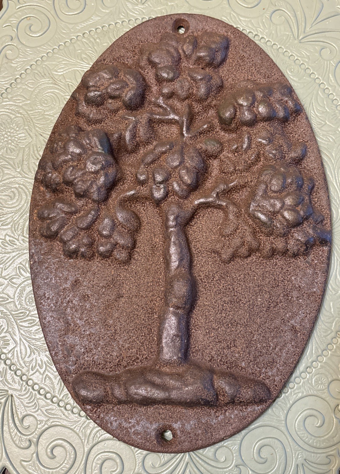 Vintage Fire Mark Tree Mutual Assurance Insurance Cast Iron Plaque Sign Marker