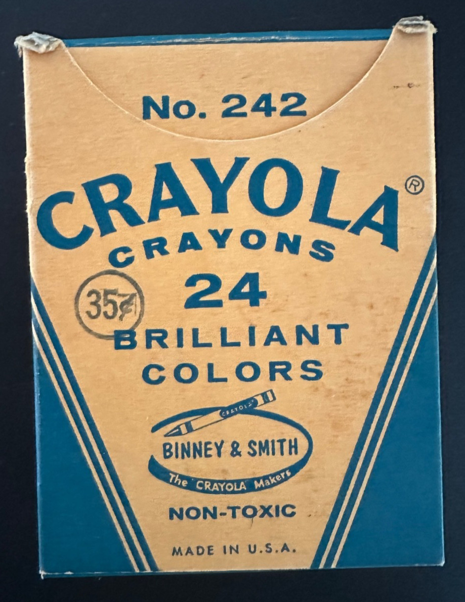 Vintage Crayola No 242 24 Crayons 35 Cent Box Binney & Smith Mid Century Vintage Crayola No 242 24 Crayons 35 Cent Box Binney & Smith Mid Century