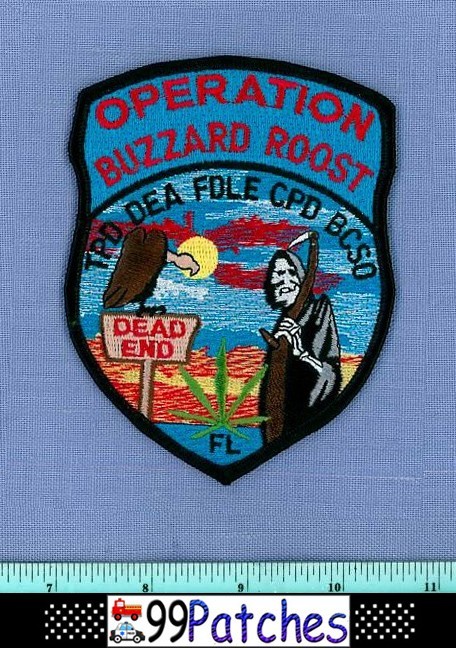 OPERATION BUZZARD ROOST MULTI-AGENCY DRUG TASK FORCE DEA Shoulder Patch SKULL 7M