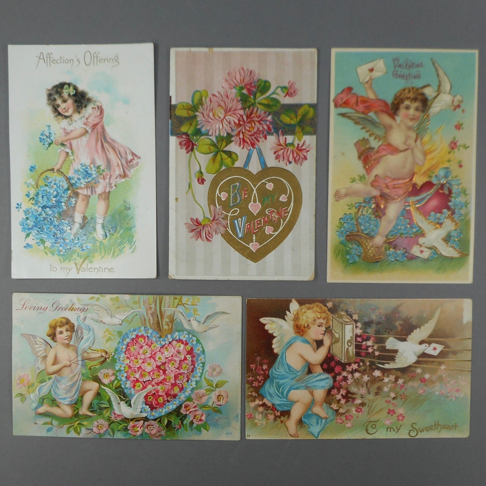 Lot 5 Antique Vintage Original Embossed Post Cards Valentine Used Unused 1 Tuck Lot 5 Antique Vintage Original Embossed Post Cards Valentine Used Unused 1 Tuck