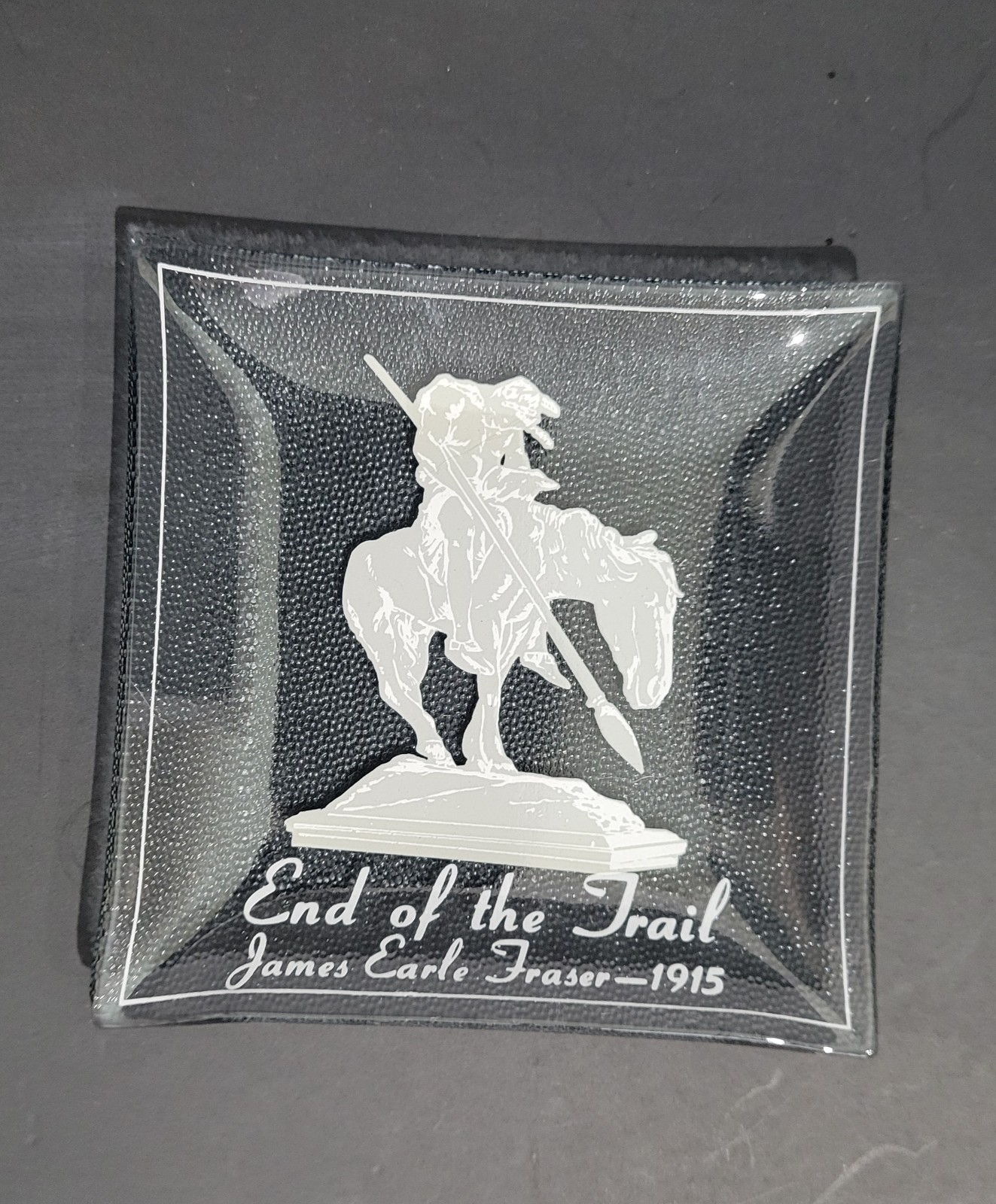 Vintage Native American End Of Trail Glass Trinket Dish 1915