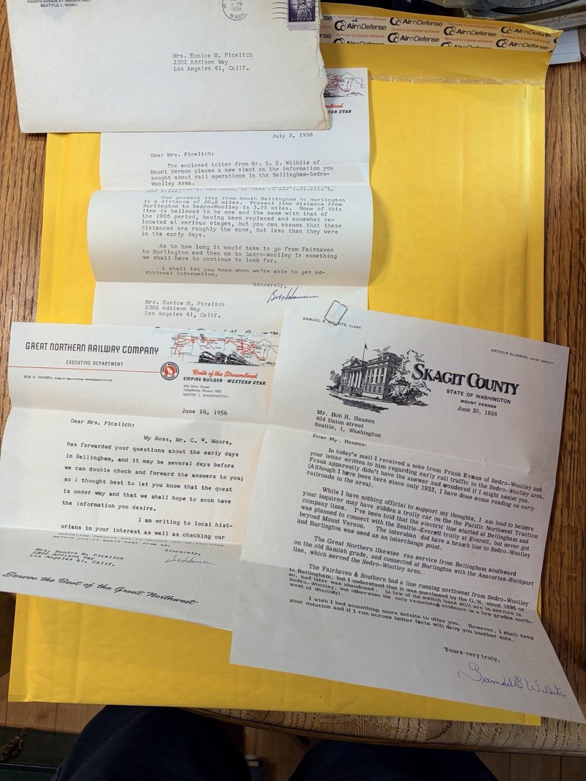 1956 Great Northern Railway Empire Builder Letters Bellingham WA Rail HISTORY