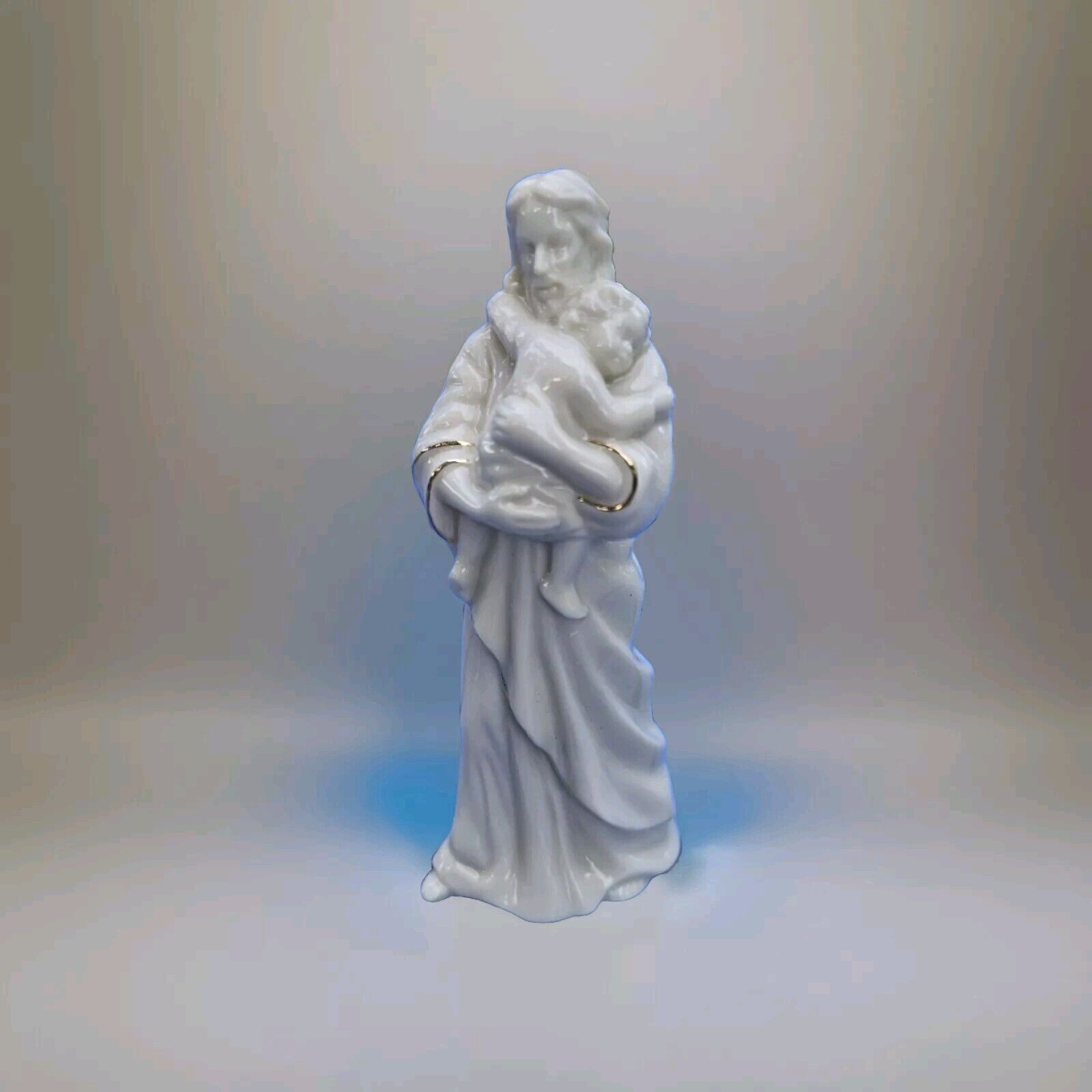 Lenox Bless This Child Figurine Jesus Holding Baby Gold Trimmed Porcelain 6\
