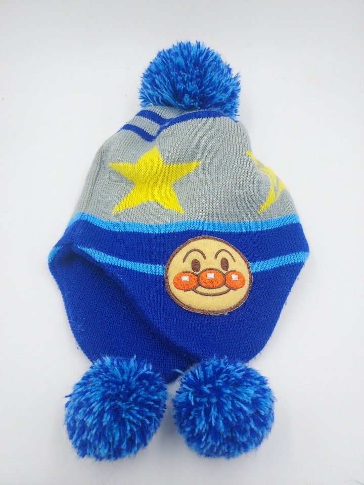 RARE ANPANMAN Bandai Japan Beanie Hat Childrens Size Blue Knit