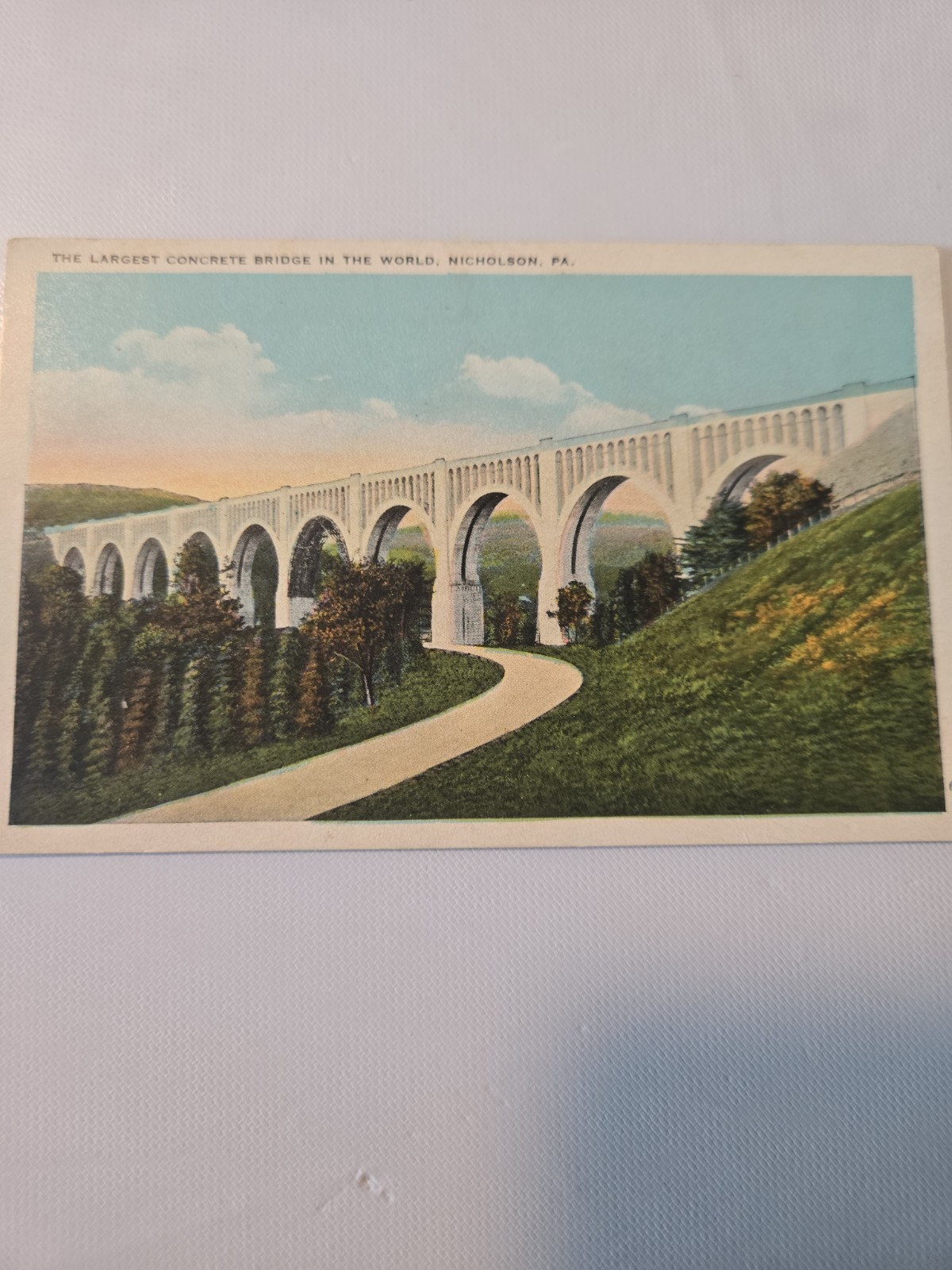 Nicholson PA The Largest Concrete Bridge in the World White Border Postcard I442 Nicholson PA The Largest Concrete Bridge in the World White Border Postcard I442