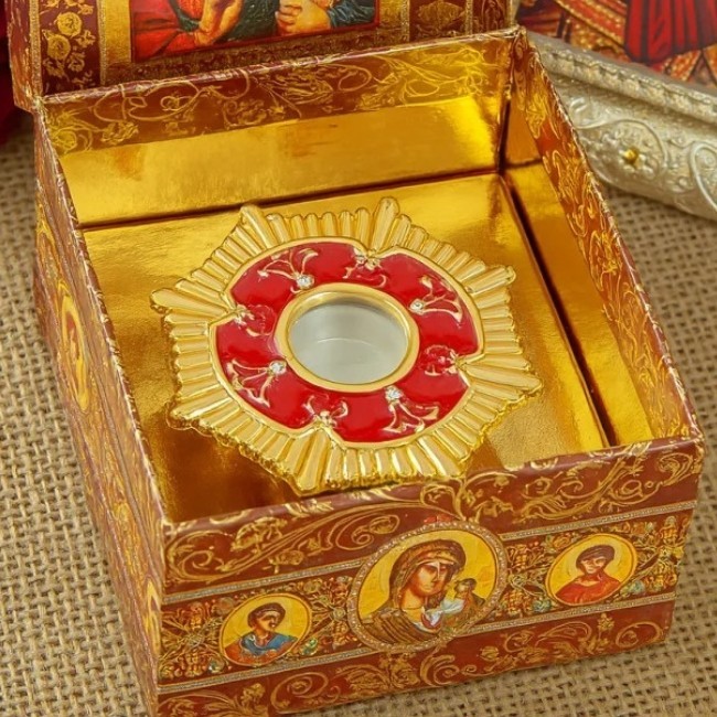 Orthodox Jesus Cross Relic Chest Church Holy Reliquary Crucifix Home Chapel Gift