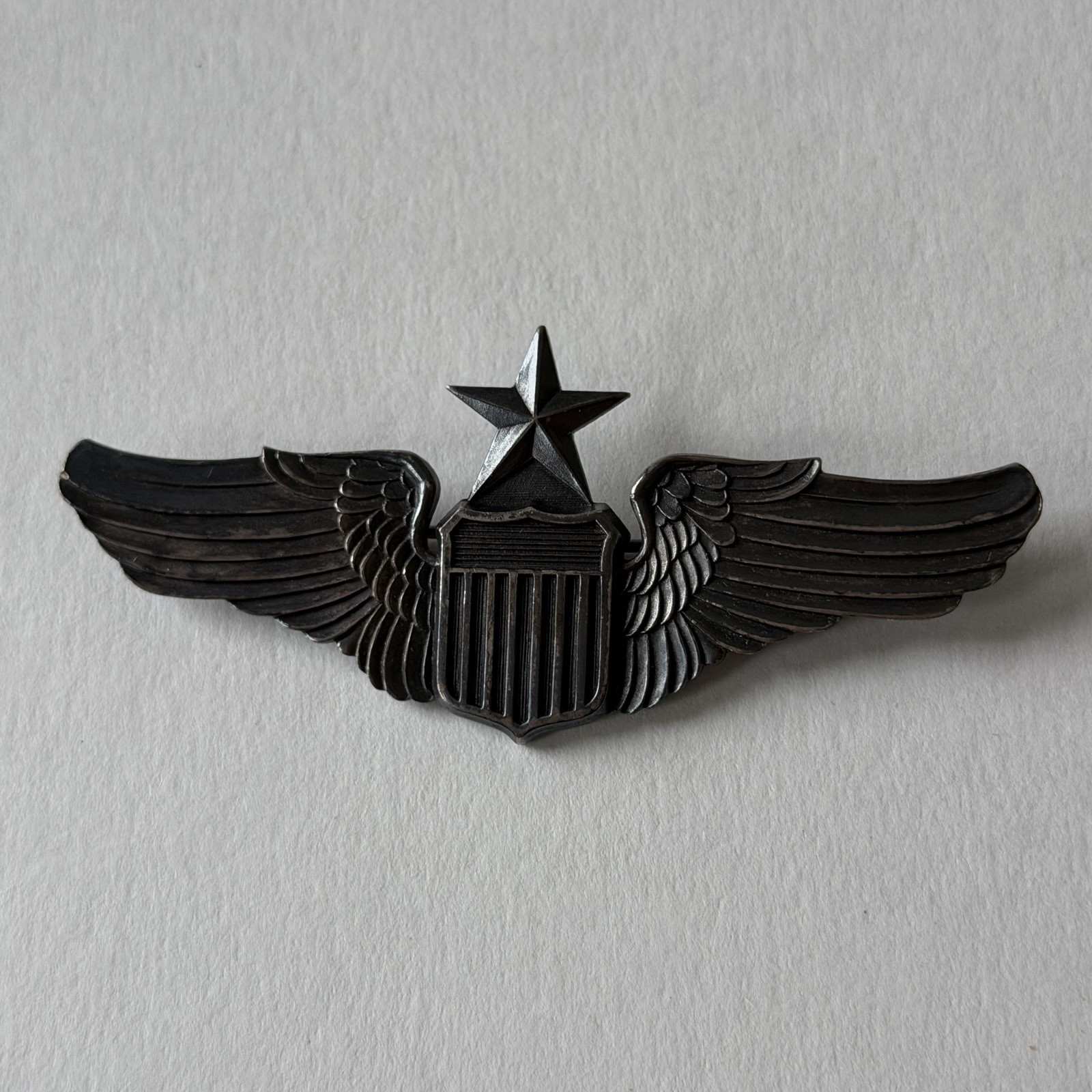 WWII Sterling Army Air Forces Senior Pilot Full Size 3 Inch Wings Badge by LGB