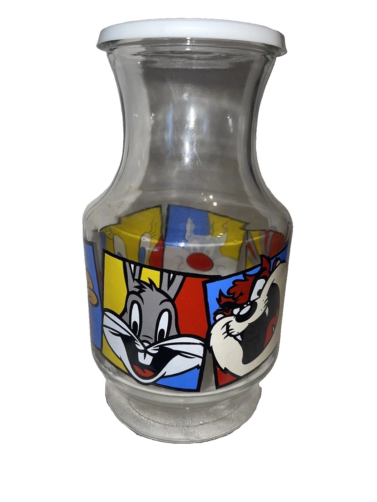 Vintage 1994 Warner Bros. glass decanter carafe Bugs Bunny, Daffy Duck W Lid