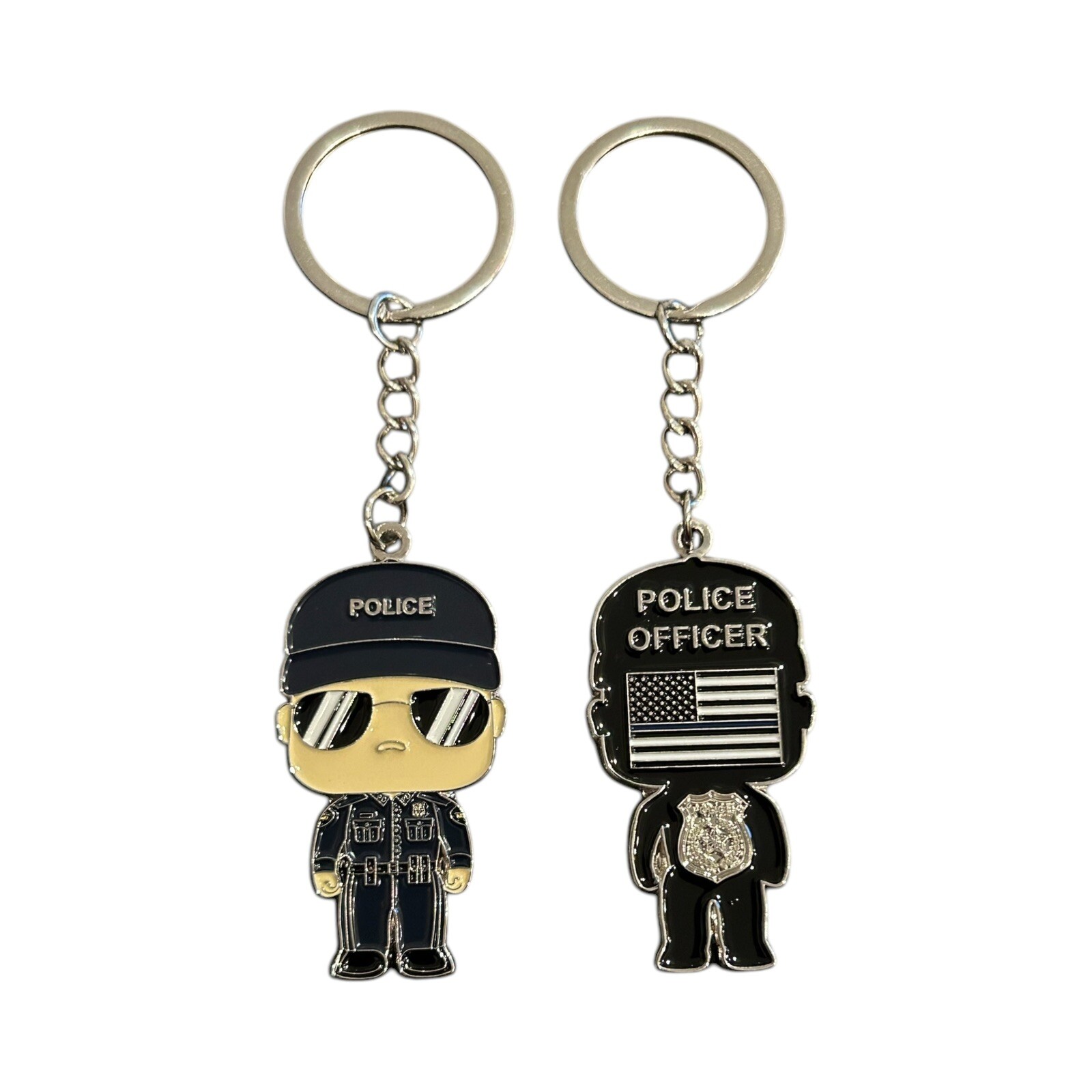 Lot of FIVE Mini Police Officer KEYCHAINS Blue Line Patrol NYPD Gift Fun PD V1