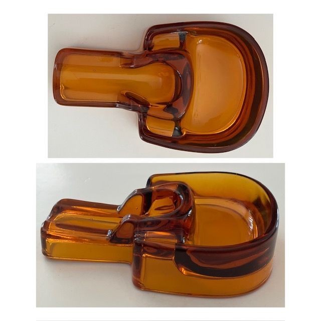 Antique Houze Forbes Amber Glass Pipe Rest Ashtray Pat’d June 12 1923