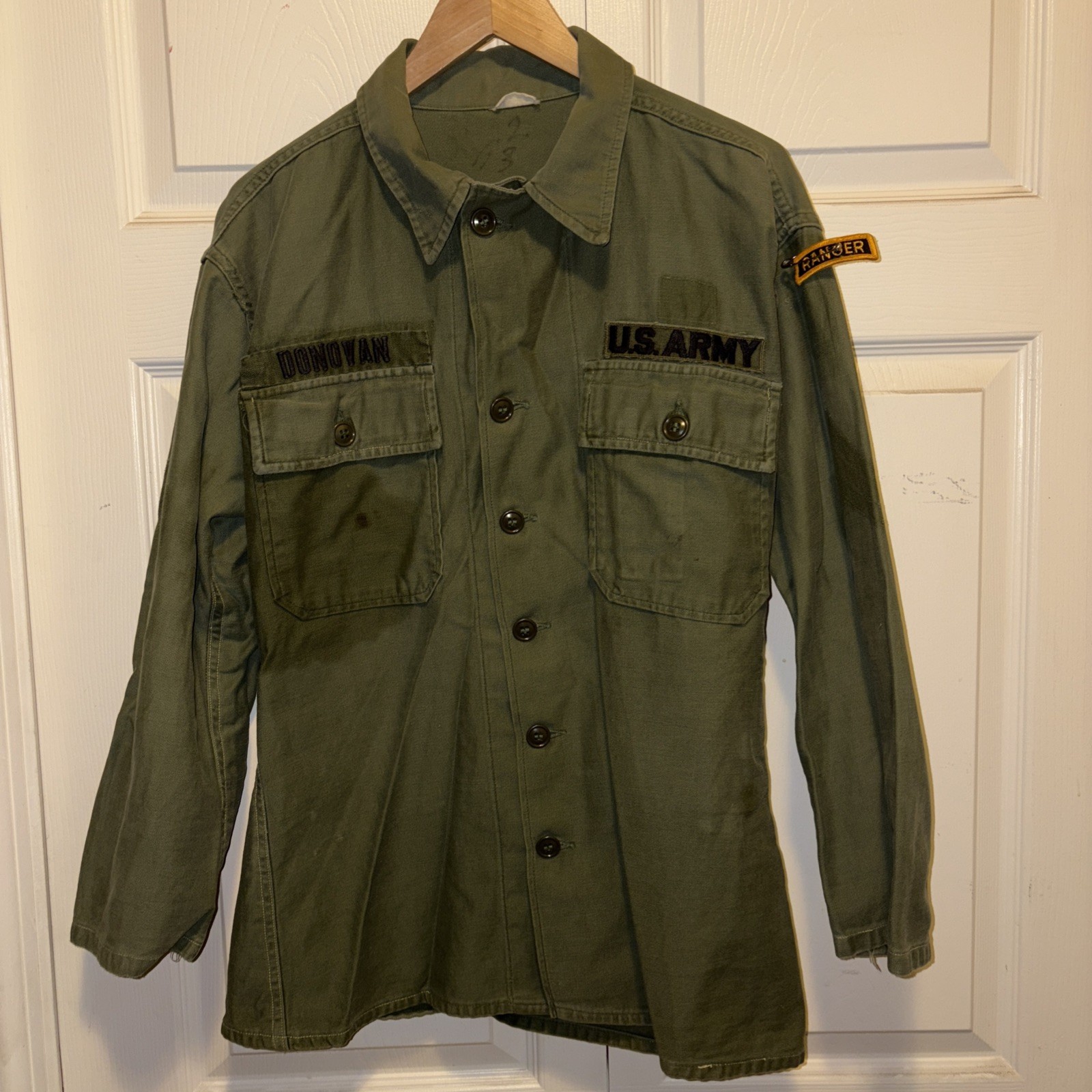 USGI VINTAGE OD GREEN JUNGLE BLOUSE, SIZE Medium REGULAR