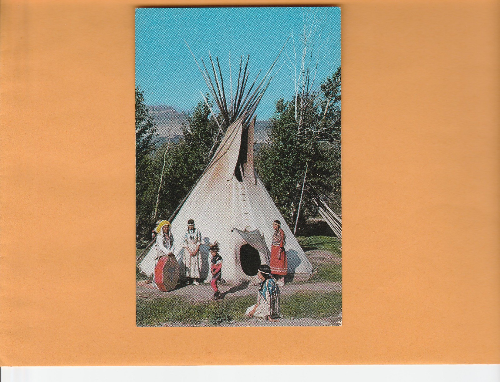 Vintage Postcard Indian Family w/ Tepee Native American