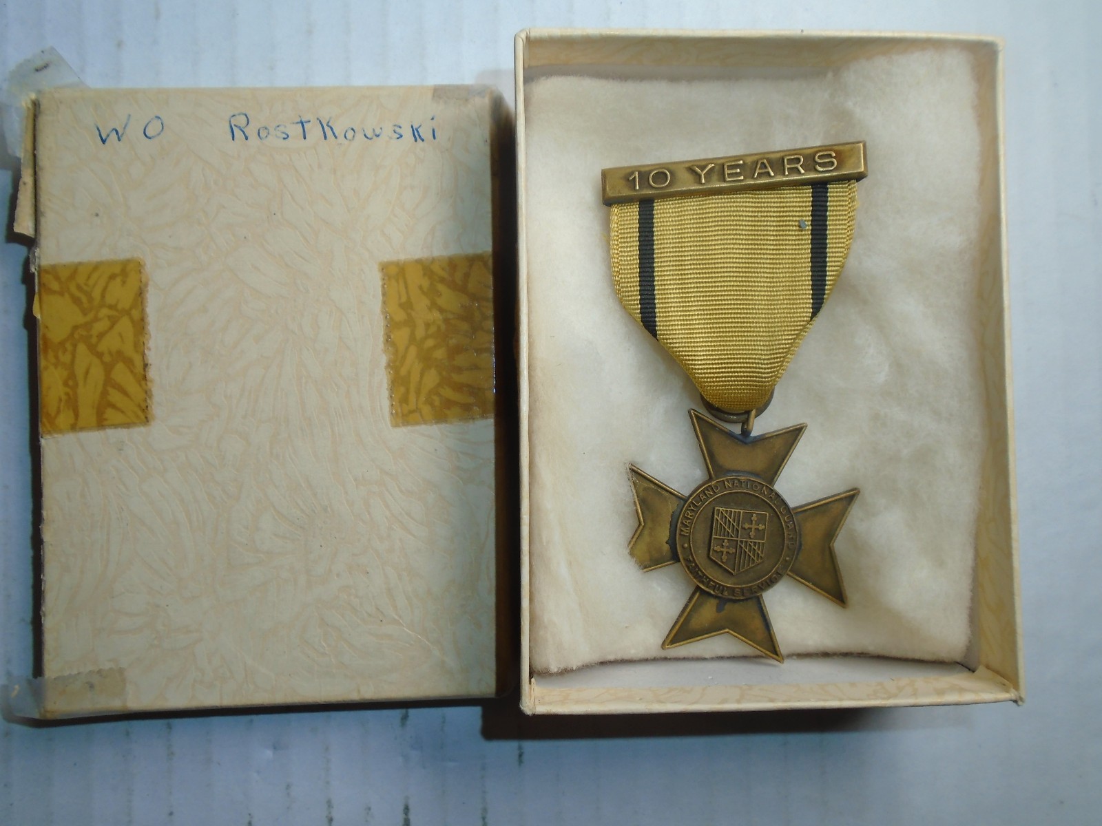 Vintage Maryland National Guard State Service Medal 10 Years Clasp - Hahn Co Box