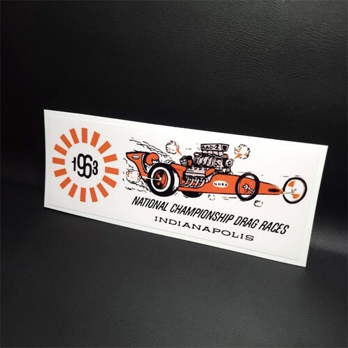 NATIONAL DRAGS 1963 INDIANAPOLIS Vintage Style DECAL / STICKER, rat rod, racing NATIONAL DRAGS 1963 INDIANAPOLIS Vintage Style DECAL / STICKER, rat rod, racing