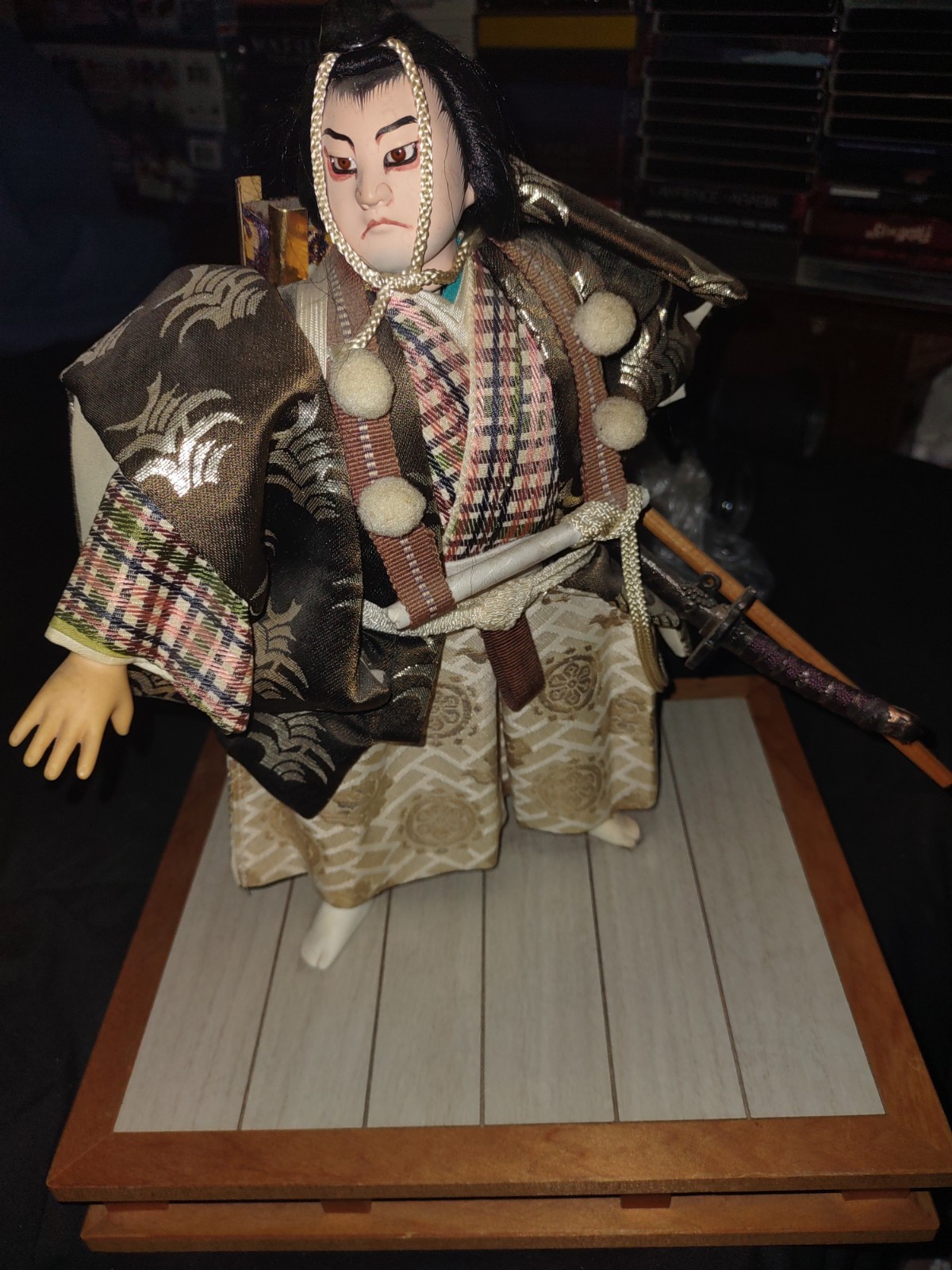 Vintage Japanese Doll Samurai Benkei Monk Warrior Kabuki Noh Kimono Sword Figure