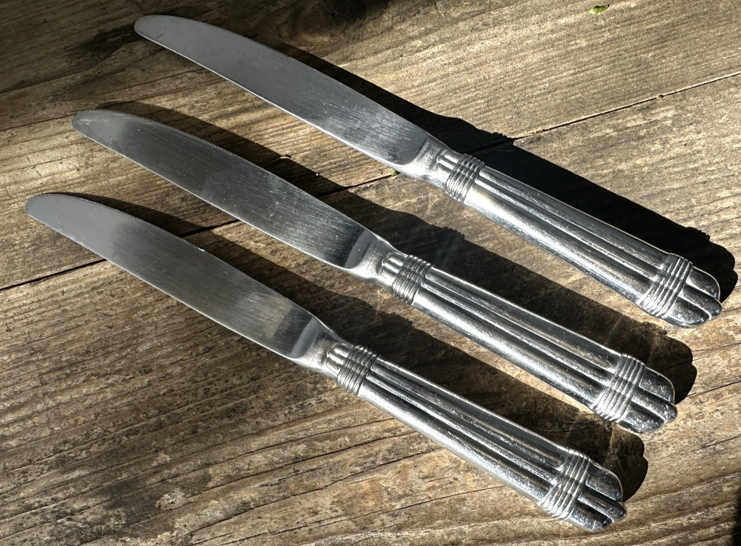 3 Modern Hollow Dinner Knives Towle Amante Georgian House Stainless 9 5/8\