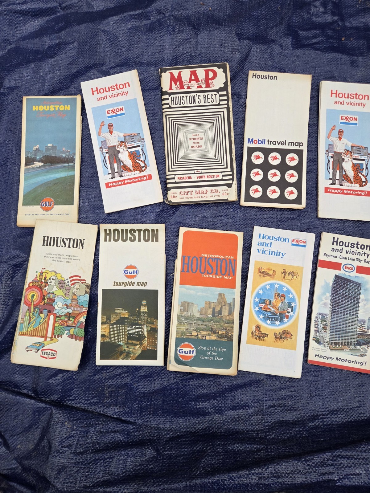 Lot Of 10 Vintage Houston Texas  Road Maps  ~ 1970\'s