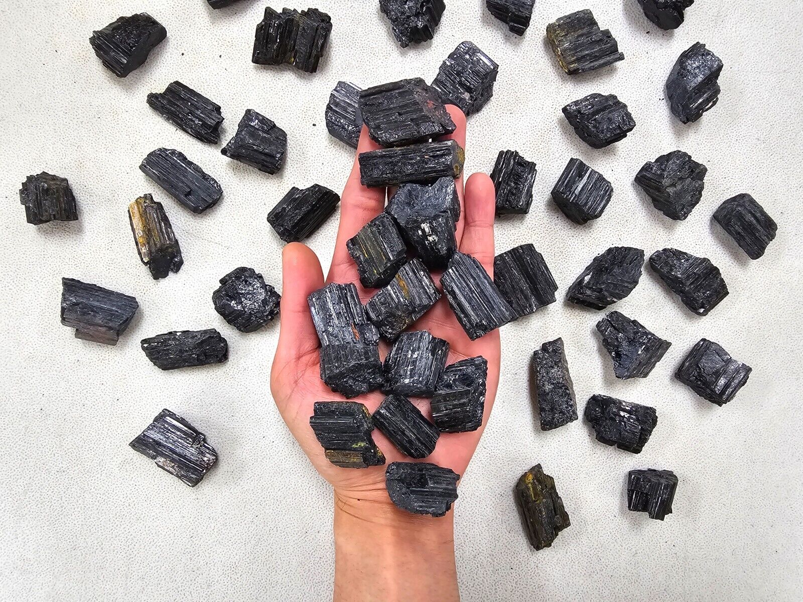 Black Tourmaline Crystals Raw Rough Haystack Healing Stones Bulk from Brazil