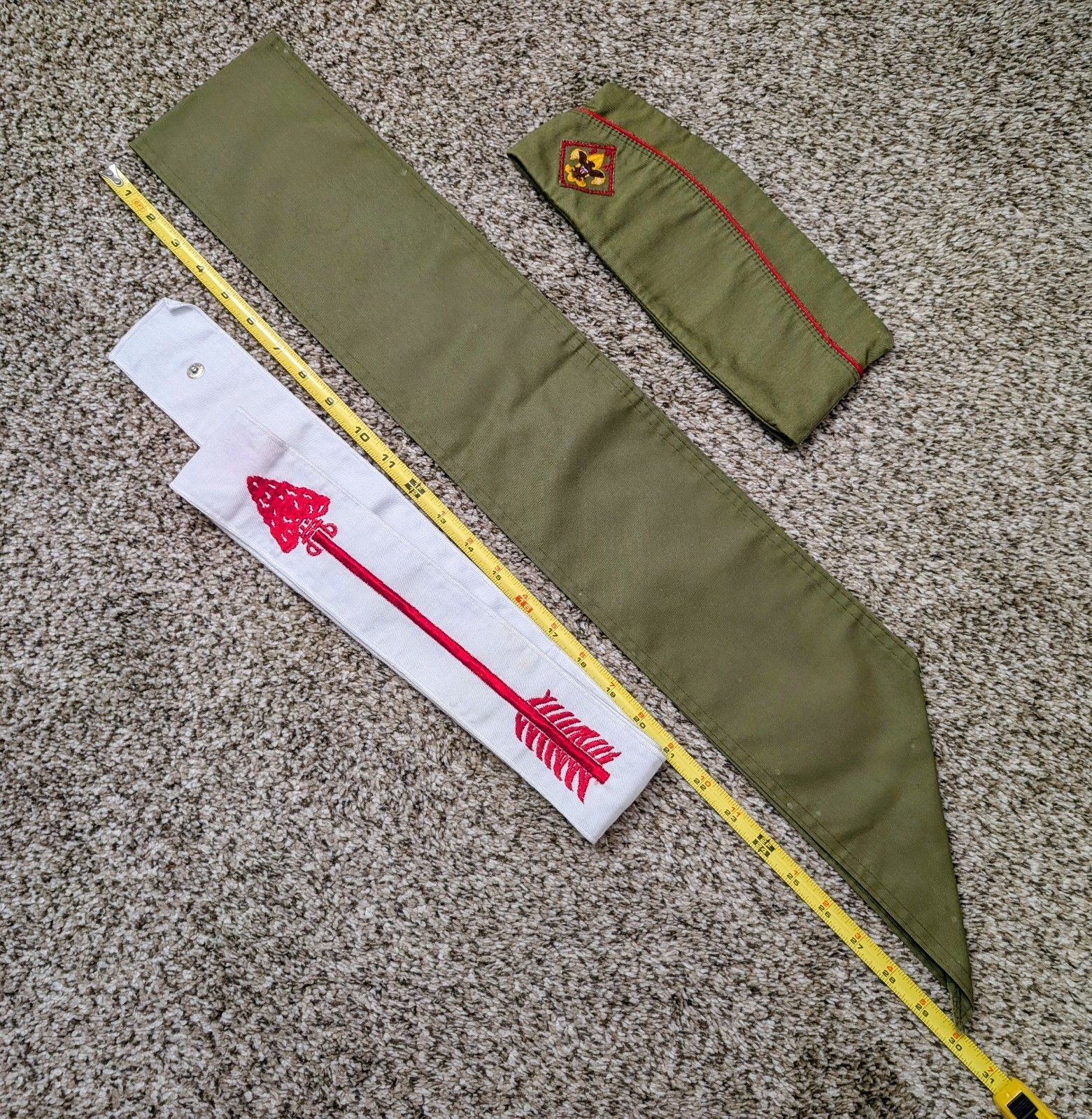 Vintage Boy Scout BSA Lot - Order Arrow OA Sash, Merit Badge Sash & Garrison Hat