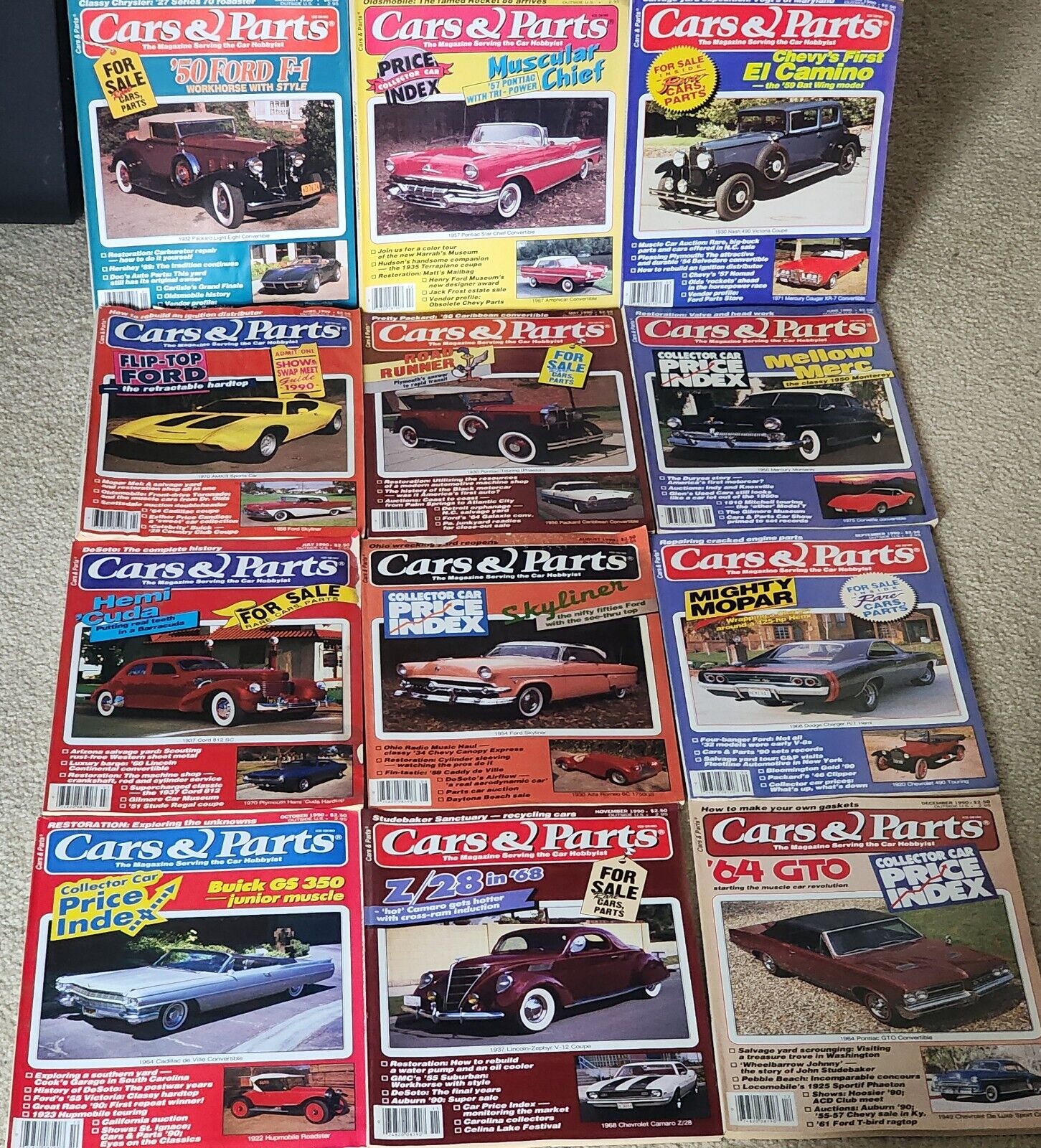 1990 Cars & Parts Lot of 12 Magazines Lot  Full Year Automobile PLEASE READ
