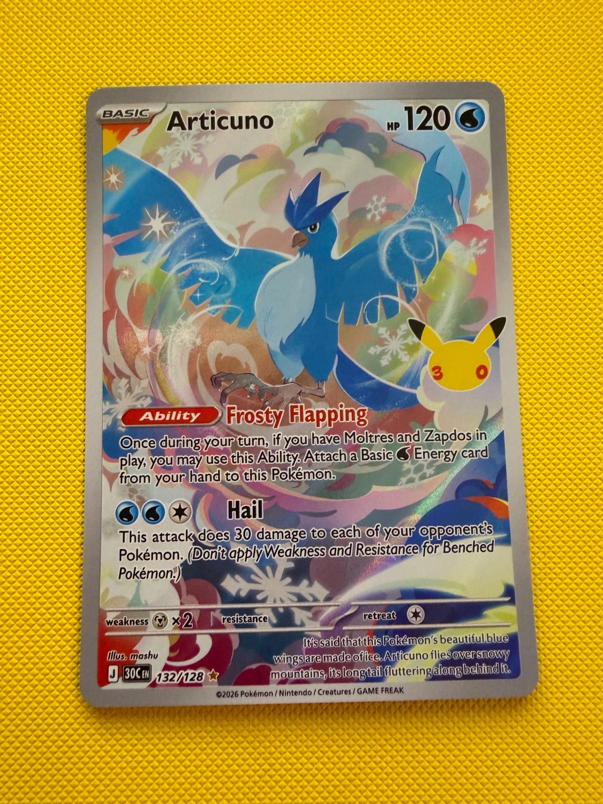 Articuno 132/128 Me: 30th Celebration Holo - English Articuno 132/128 Me: 30th Celebration Holo - English