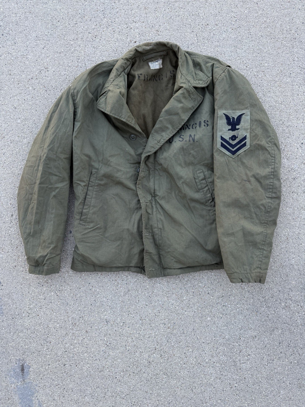 Vintage WWII US Navy N-4 Deck Jacket 1940s USN Stencil Field Jacket