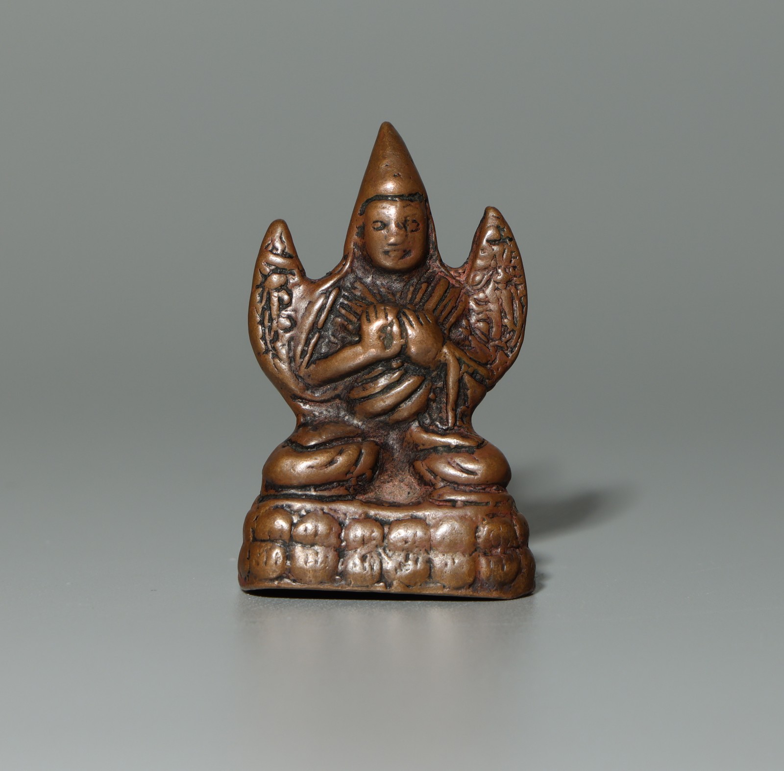 Tibet 19th Century Old Antique Buddhist Alloy Copper Buddha Statue Tsong Kha-pa