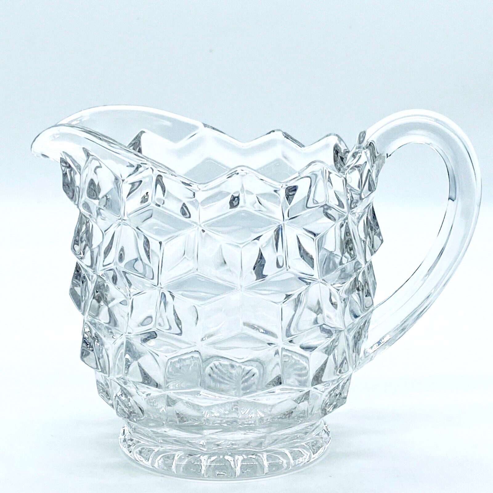 Fostoria American Creamer Clear Cube Motif Pressed Glass Discontinued Vintage