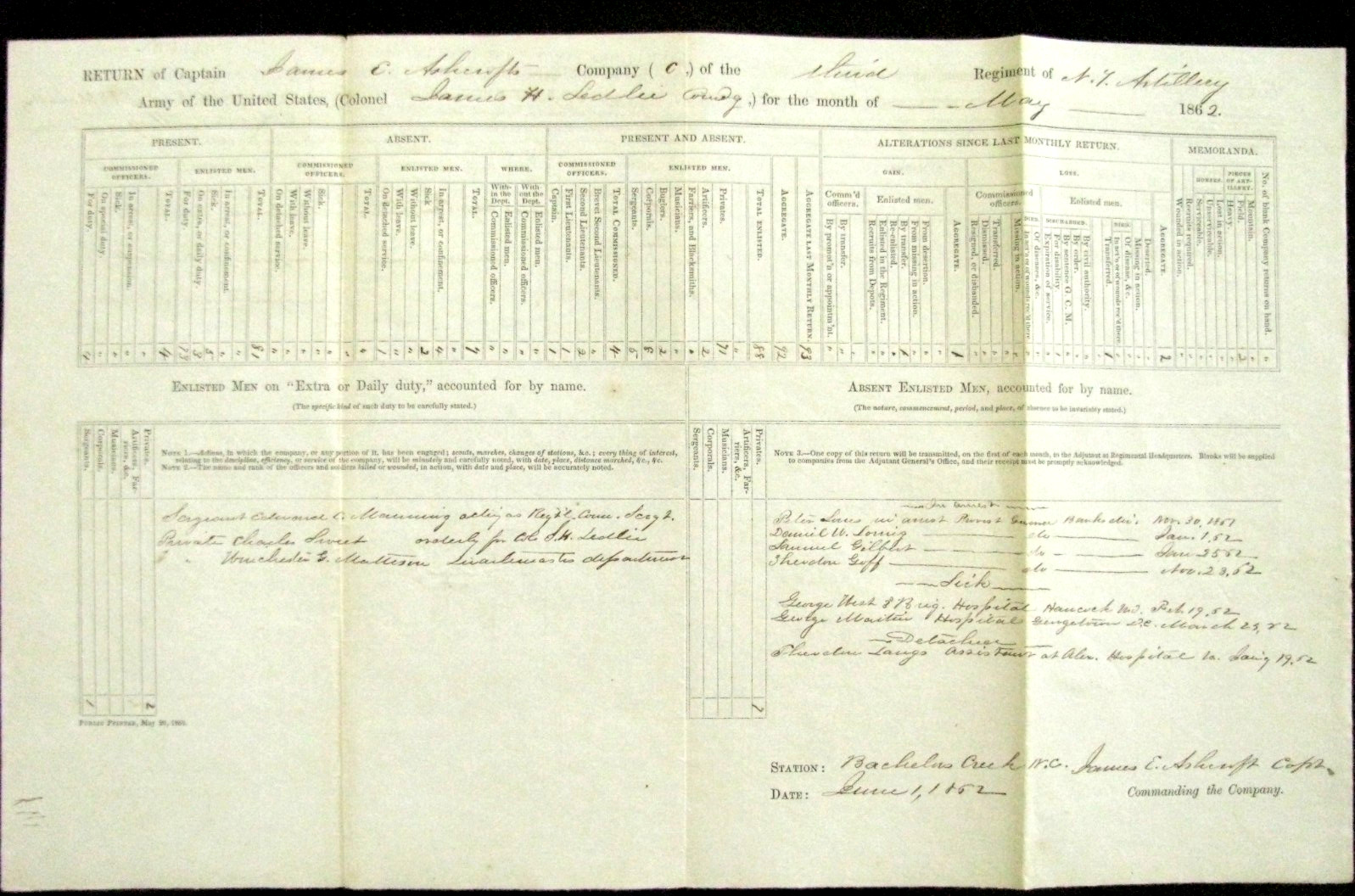 CIVIL WAR BACHELORS CREEK NORTH CAROLINA 3RD NEW YORK ARTILLERY 1862 NEW BERN