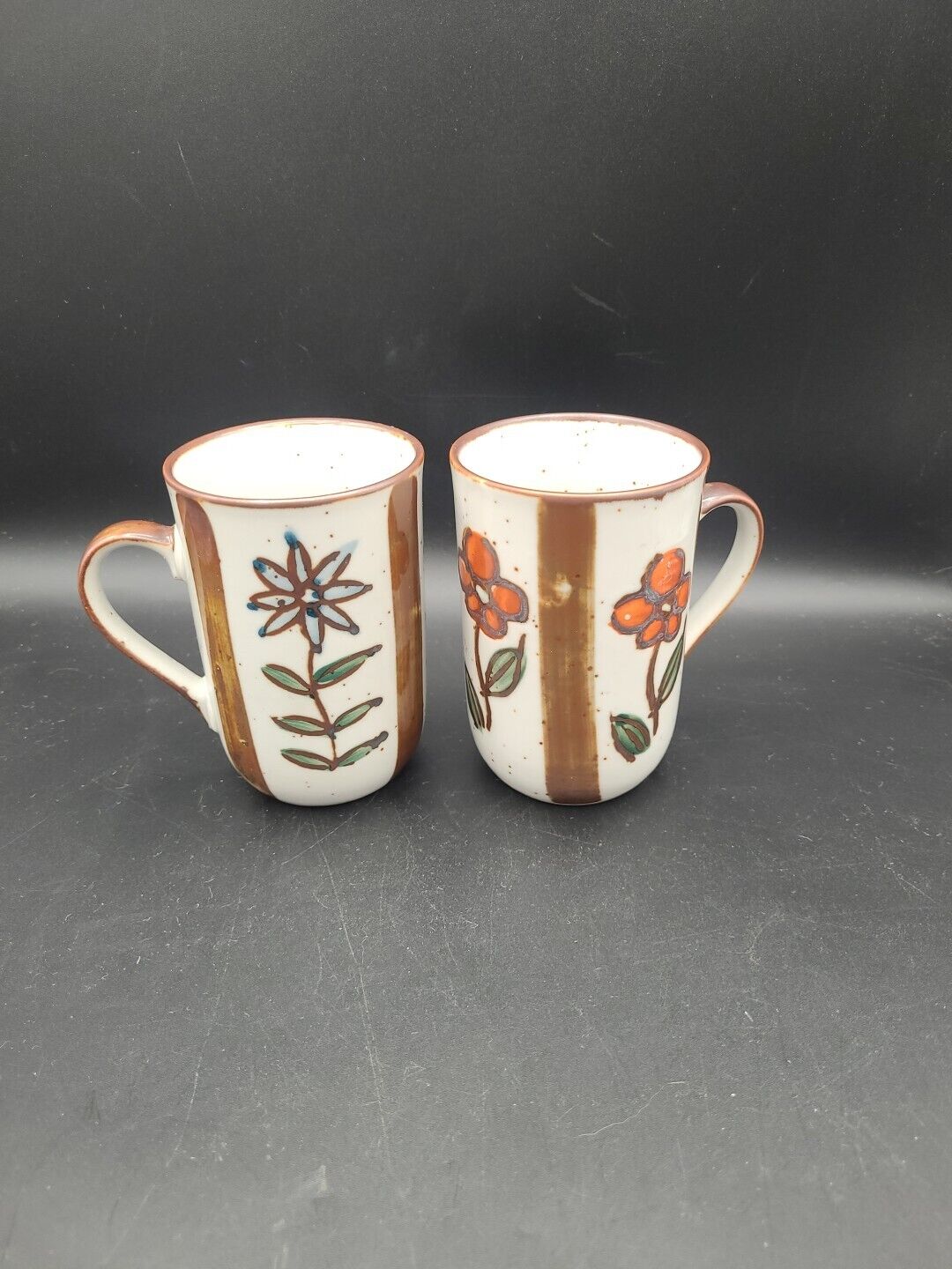 Vintage Pair Otagiri Flower Mugs/ Coffee Cups Japan