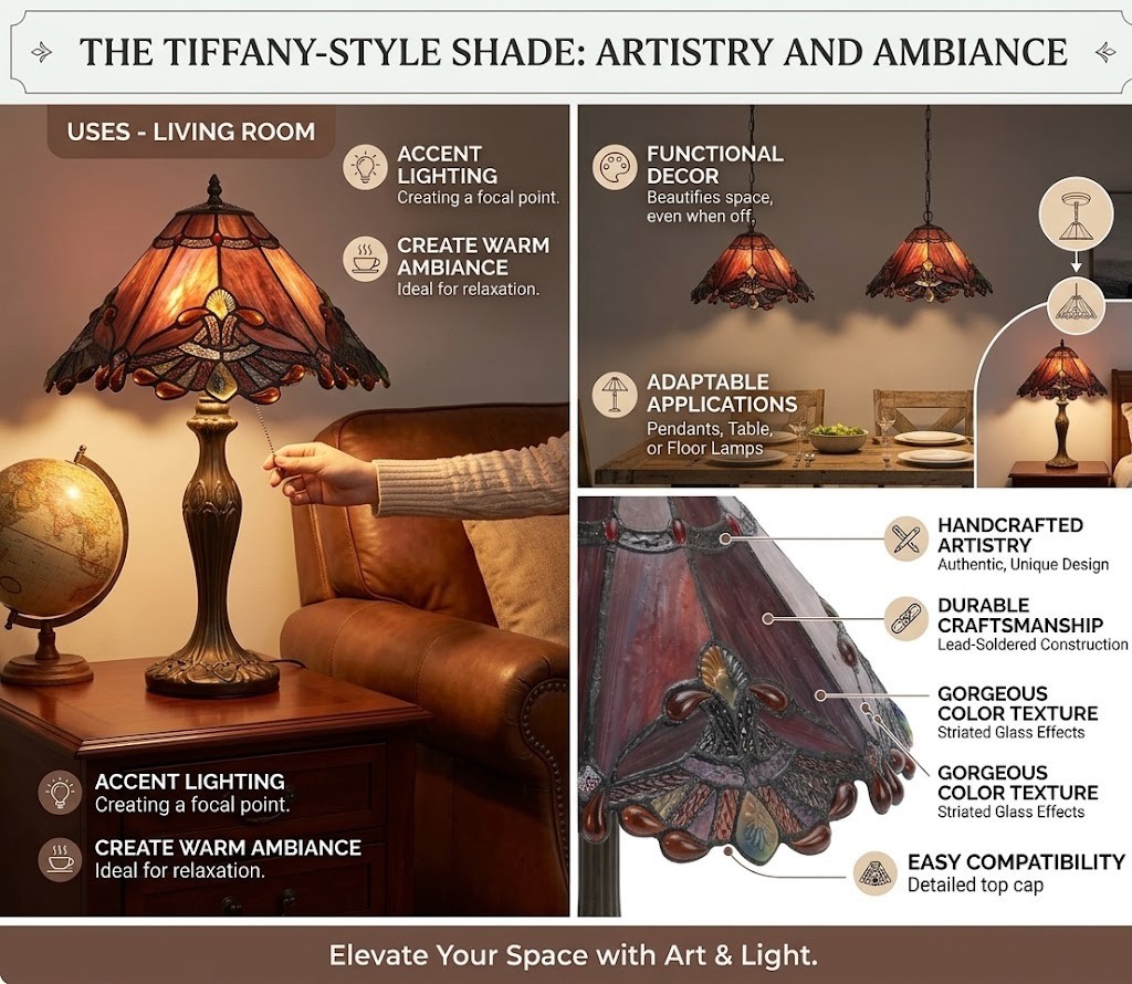 S10021 Tiffany Style Stained Glass Baroque Lampshade (13-inch Wide Red) S10021 Tiffany Style Stained Glass Baroque Lampshade (13-inch Wide Red)