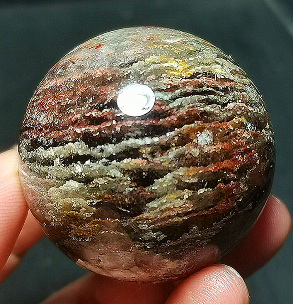 96G Natural Polished Colorful Thousand layer Crystal Quartz Ball Healing R384