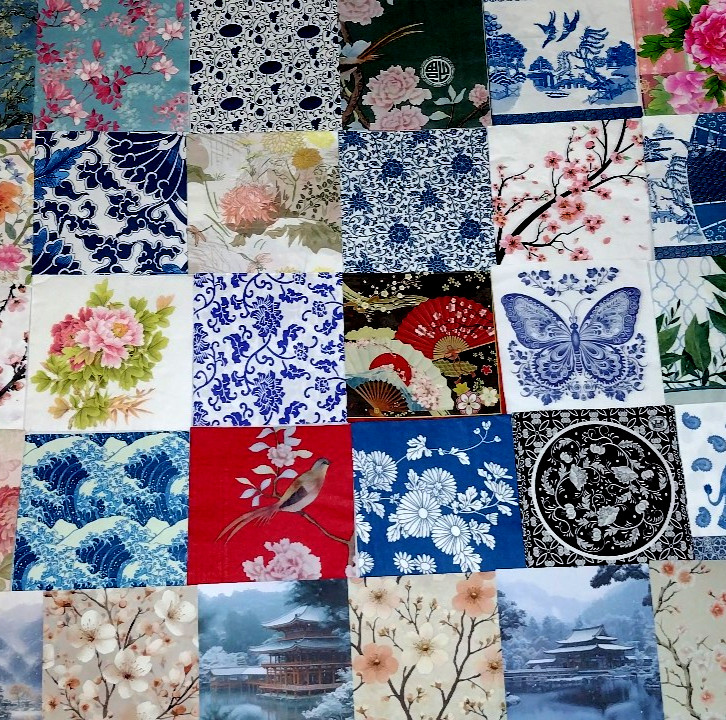 39 PCs JAPANESE CHINESE ASIAN THEME ~ Decoupage Art Kit ~ 29 Napkins & 10 Papers