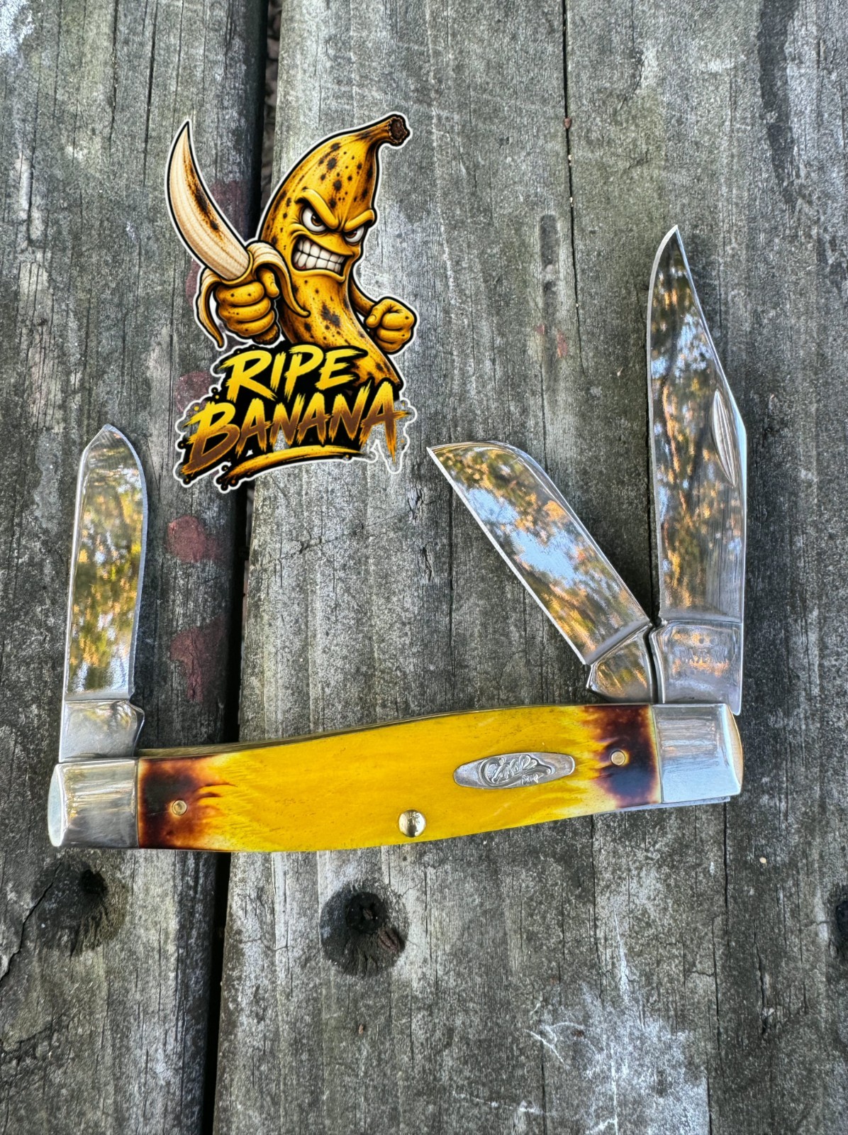 Case XX Ripe Banana Yellow bone platts Jig Large Stockman 75311 custom 