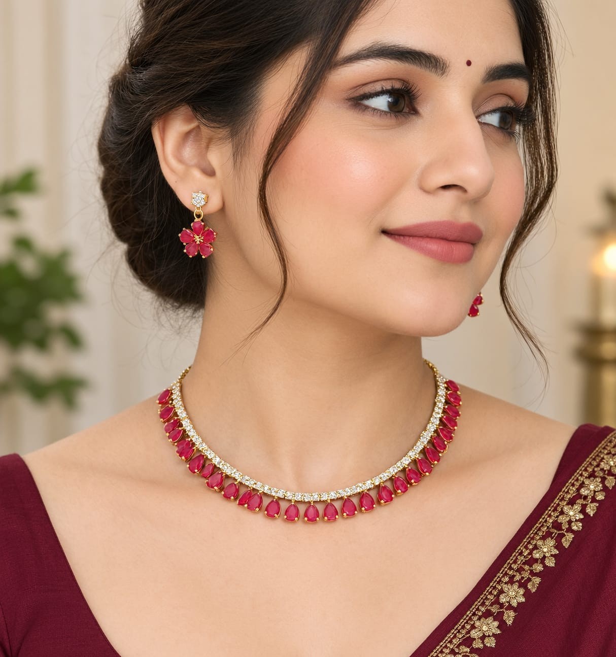 Indian Bollywood Style Designer Gold Plated Fashion Bridal Jewelry Necklace Set
