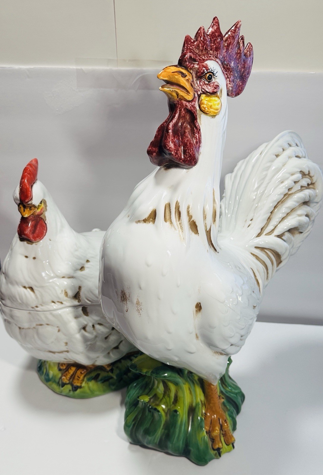 Decorative Vintage Sur La Table Italy Rooster & Hen Soup Tureen Centerpiece Set