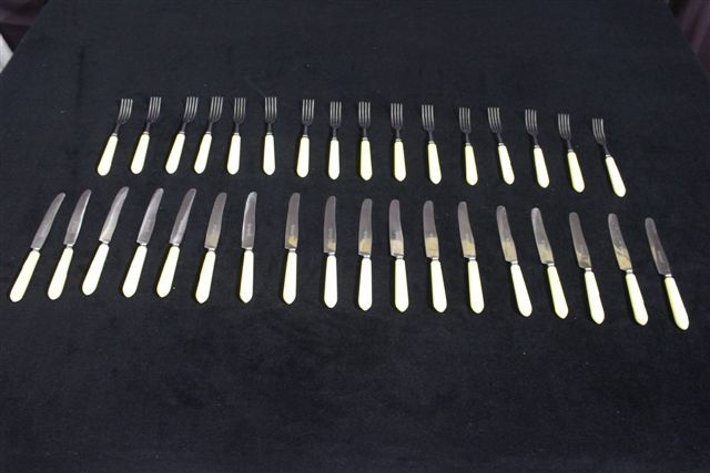 Lot of 34 Pc. Vintage ROSTFREI Kohlen Solingen Forks and Knives Mid Century