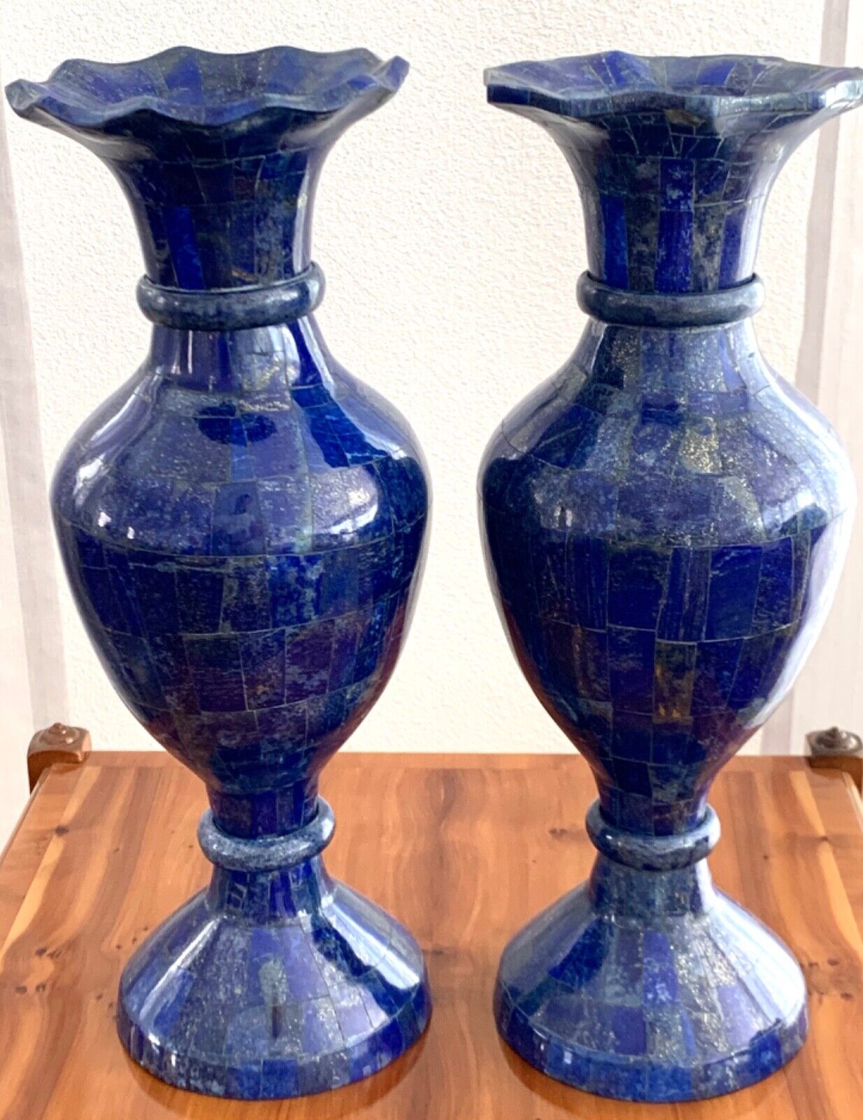Lapis Lazuli Stone Flower Vase - Elegant Blue Natural Stone Home Dec