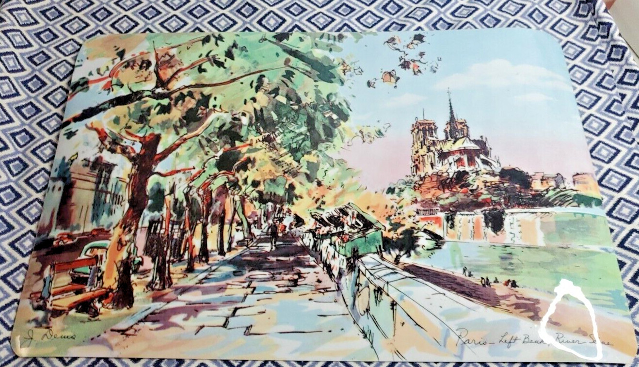 Paris Left Bank River Seine Cork Back Placemats   Scenes size 18 x 12