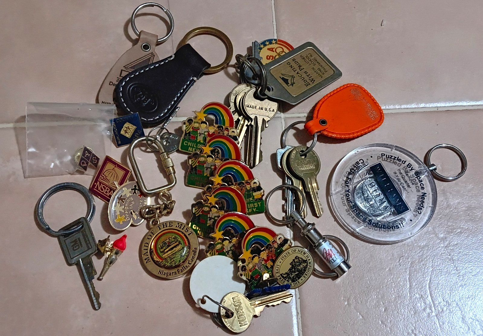 Mixed Lot of Vintage Keychains and Pins