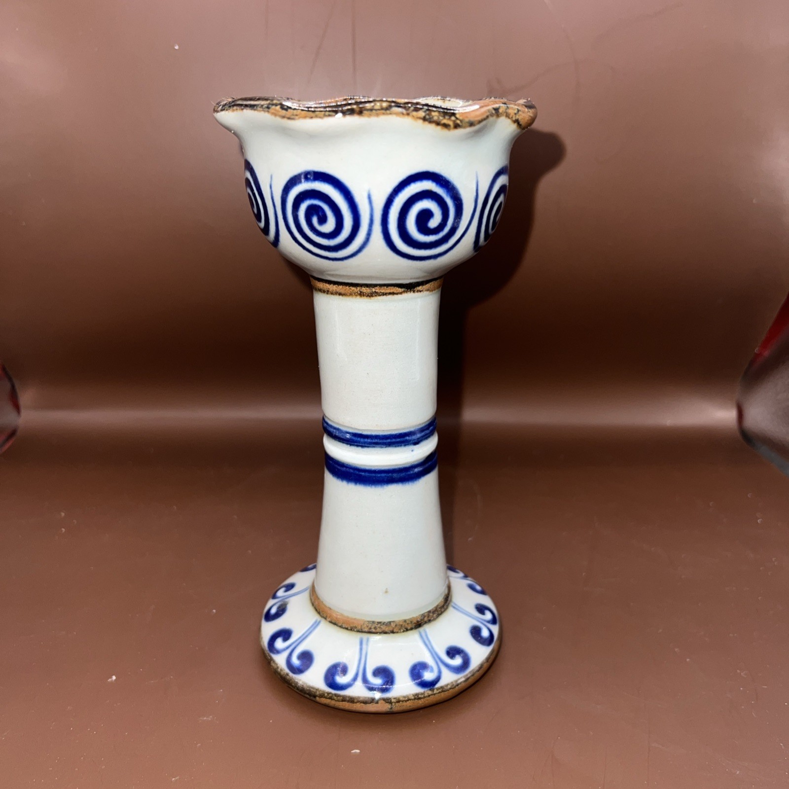 Xochiquetzal Mexican Pottery Teresa Duran Candle Holder Handmade In Mexico 6 3/4 Xochiquetzal Mexican Pottery Teresa Duran Candle Holder Handmade In Mexico 6 3/4