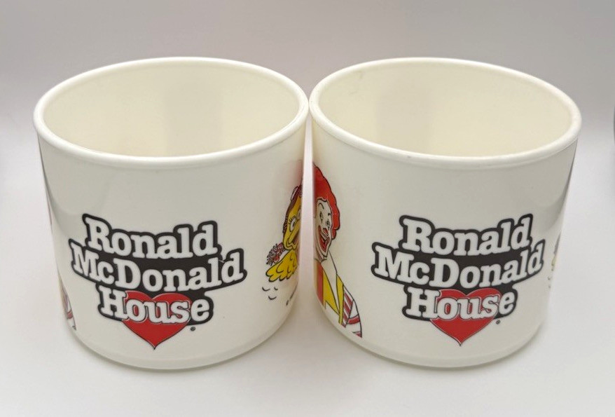 Vintage 1989 McDonald’s Ronald McDonald House Mugs Set of 2 Whirley Industries