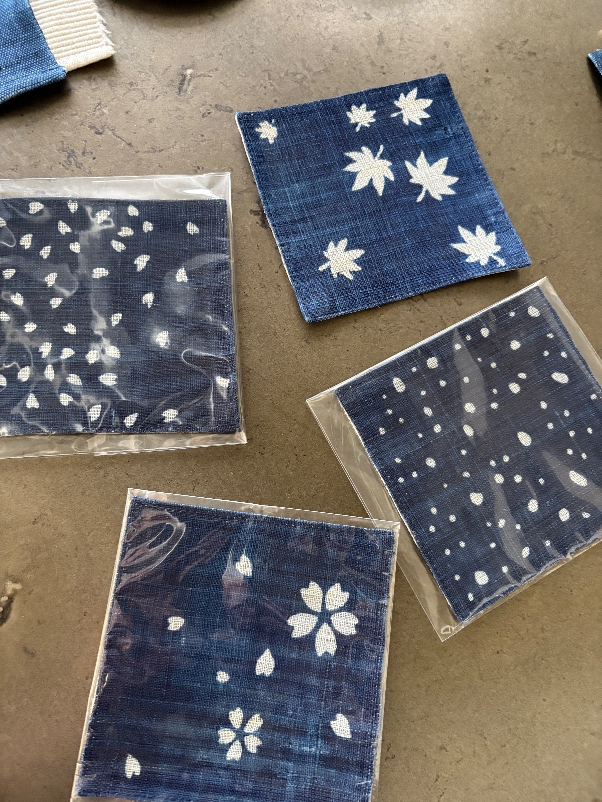 NWT Set of 4 Japanese Handmade Indigo Dyed  Coasters