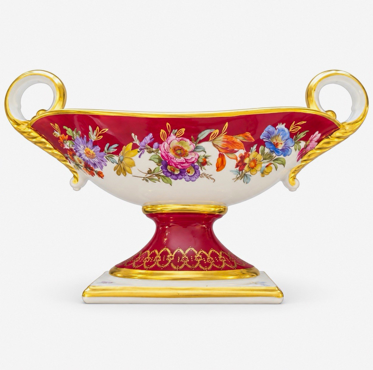 Vintage Rudolf Wachter RW Bavaria Porcelain Centerpiece Germany Burgundy Gold Vintage Rudolf Wachter RW Bavaria Porcelain Centerpiece Germany Burgundy Gold